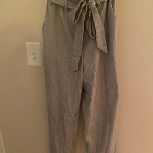 Gray work joggers with adjustable tie